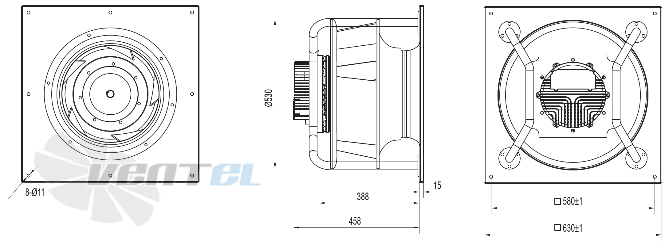 Габаритные и присоединительные размеры YUWA450K-EAIG30