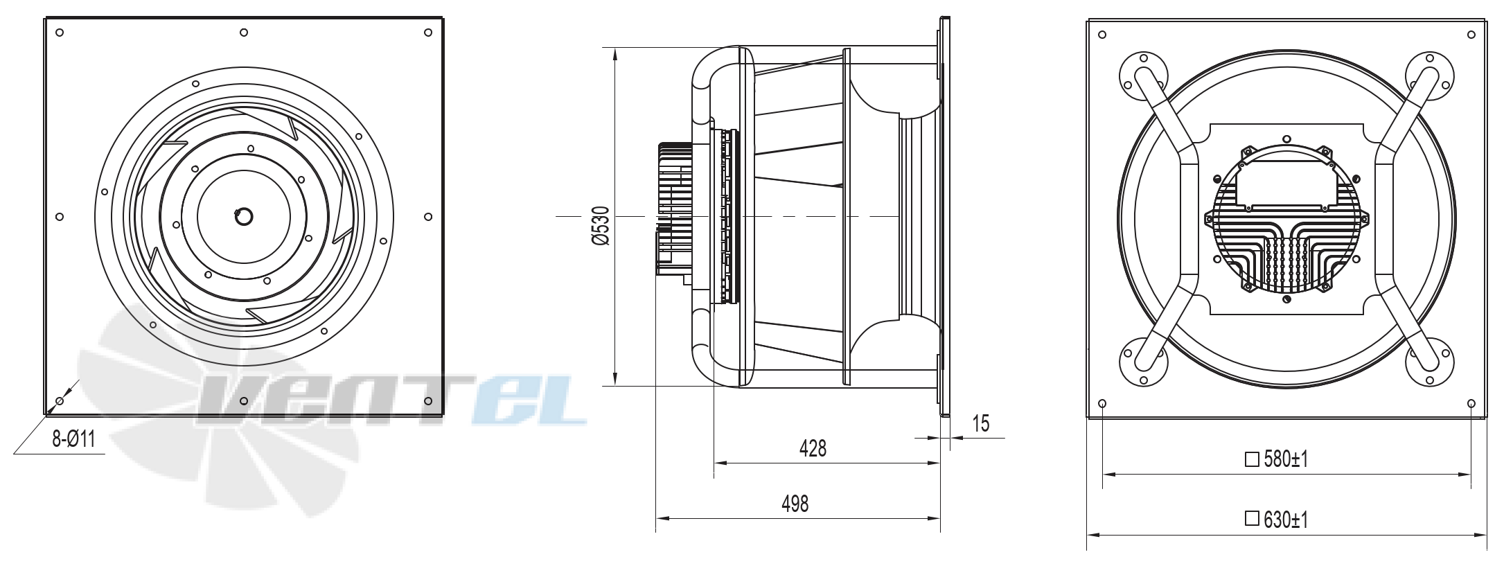 Габаритные и присоединительные размеры YUWA450K-EAIG53