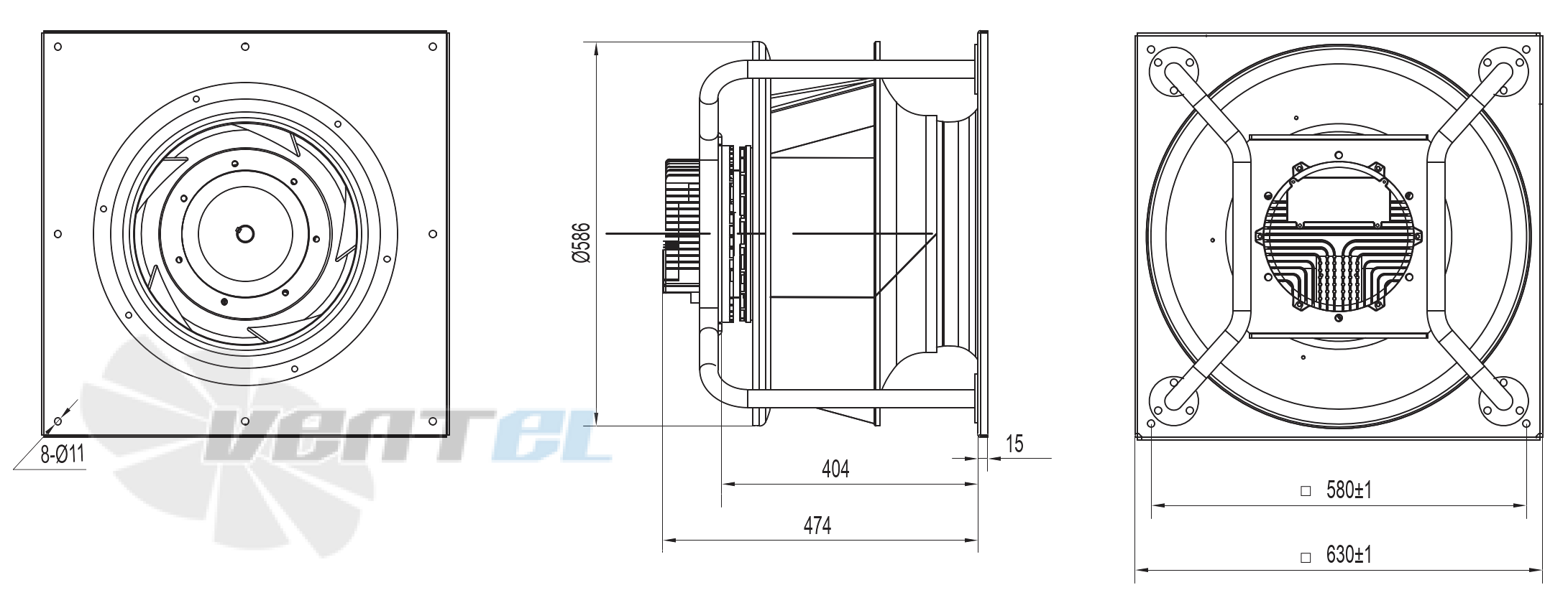 Габаритные и присоединительные размеры YUWA500K-EAIG35