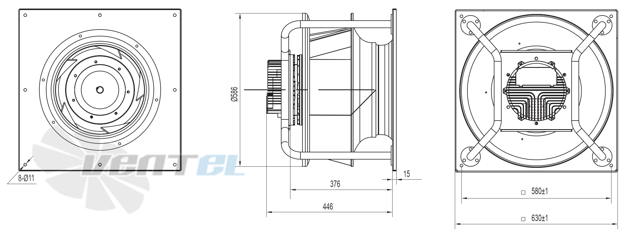 Габаритные и присоединительные размеры YUWA500K-EAIG42