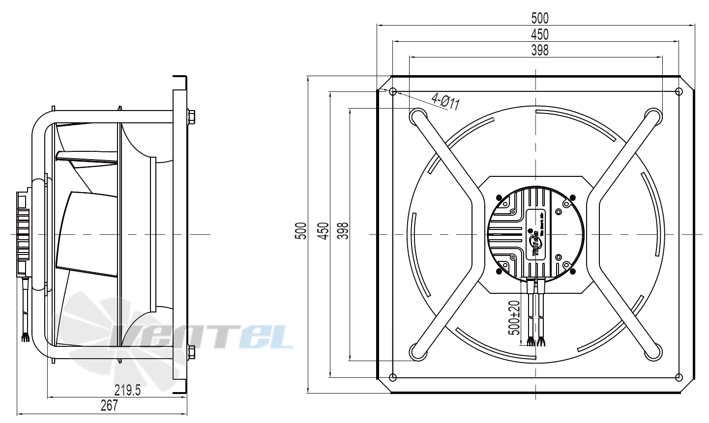 Габаритные и присоединительные размеры YUWE355K-EAEF50