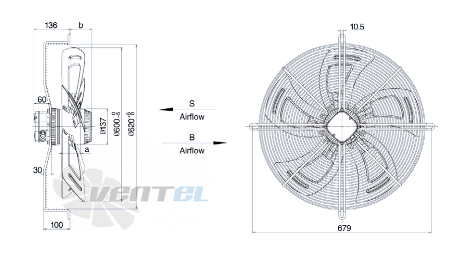 Размеры Weiguang YWF-8D-600-B-137/50-G