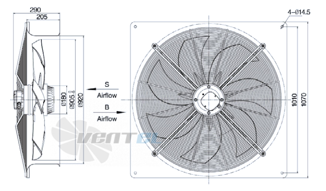 Размеры Weiguang YWF-8D-910-S-180/105-B0