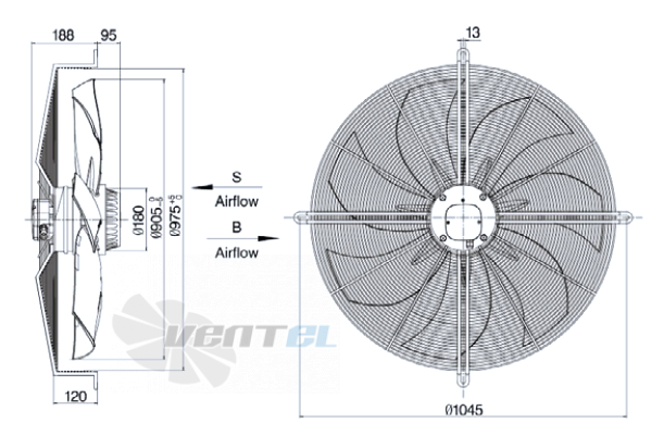 Размеры Weiguang YWF-8D-910-B-180/105-G