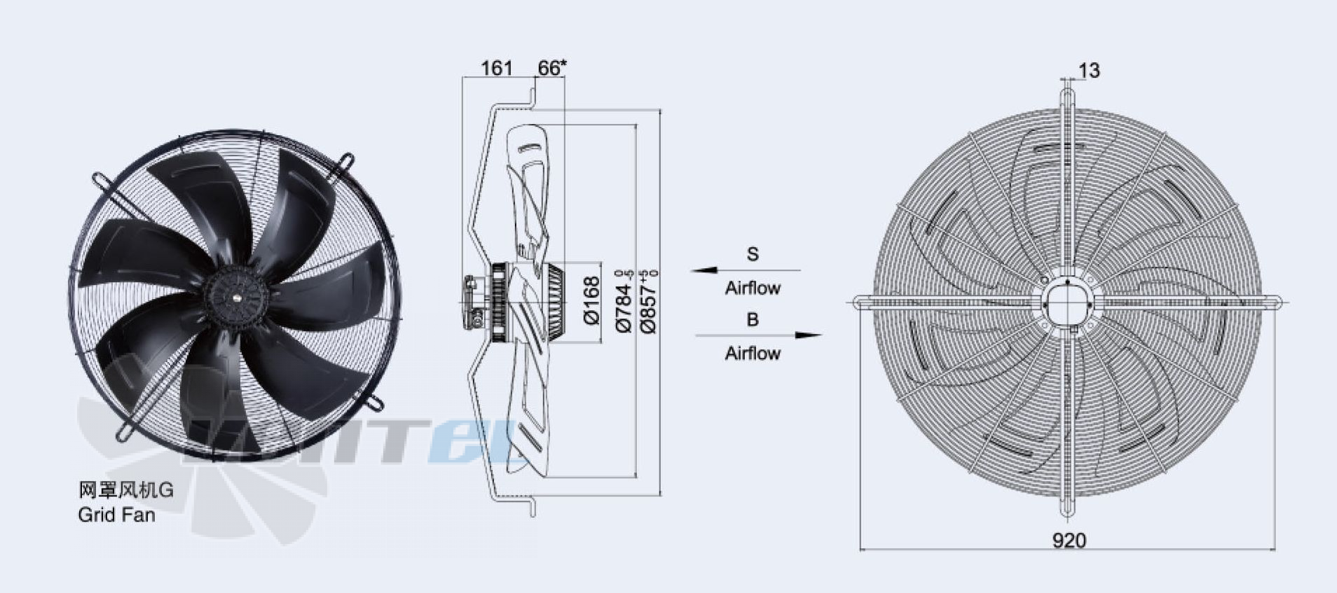 Размеры Weiguang YWF-8D-800-S-168/65-G