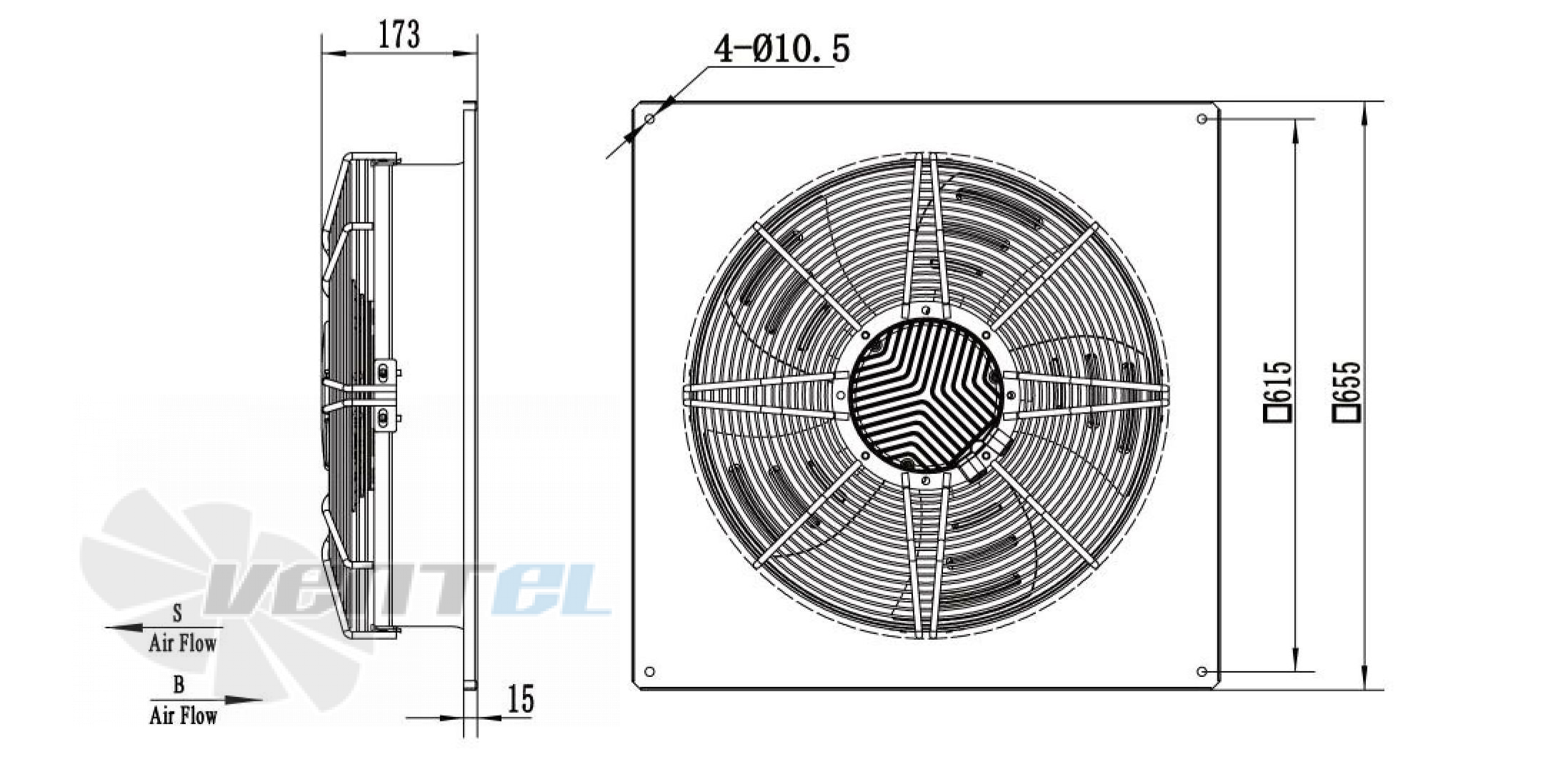 Габаритные размеры Weiguang EC137/40E3G01-AS500/108P1-01-B1 осевой EC