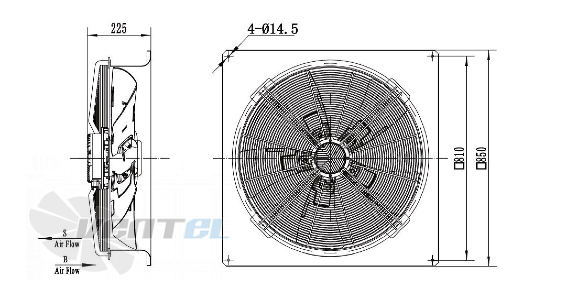 Габаритные размеры Weiguang EC137/60D3G01-AS710/92P1-01-B1 осевой EC