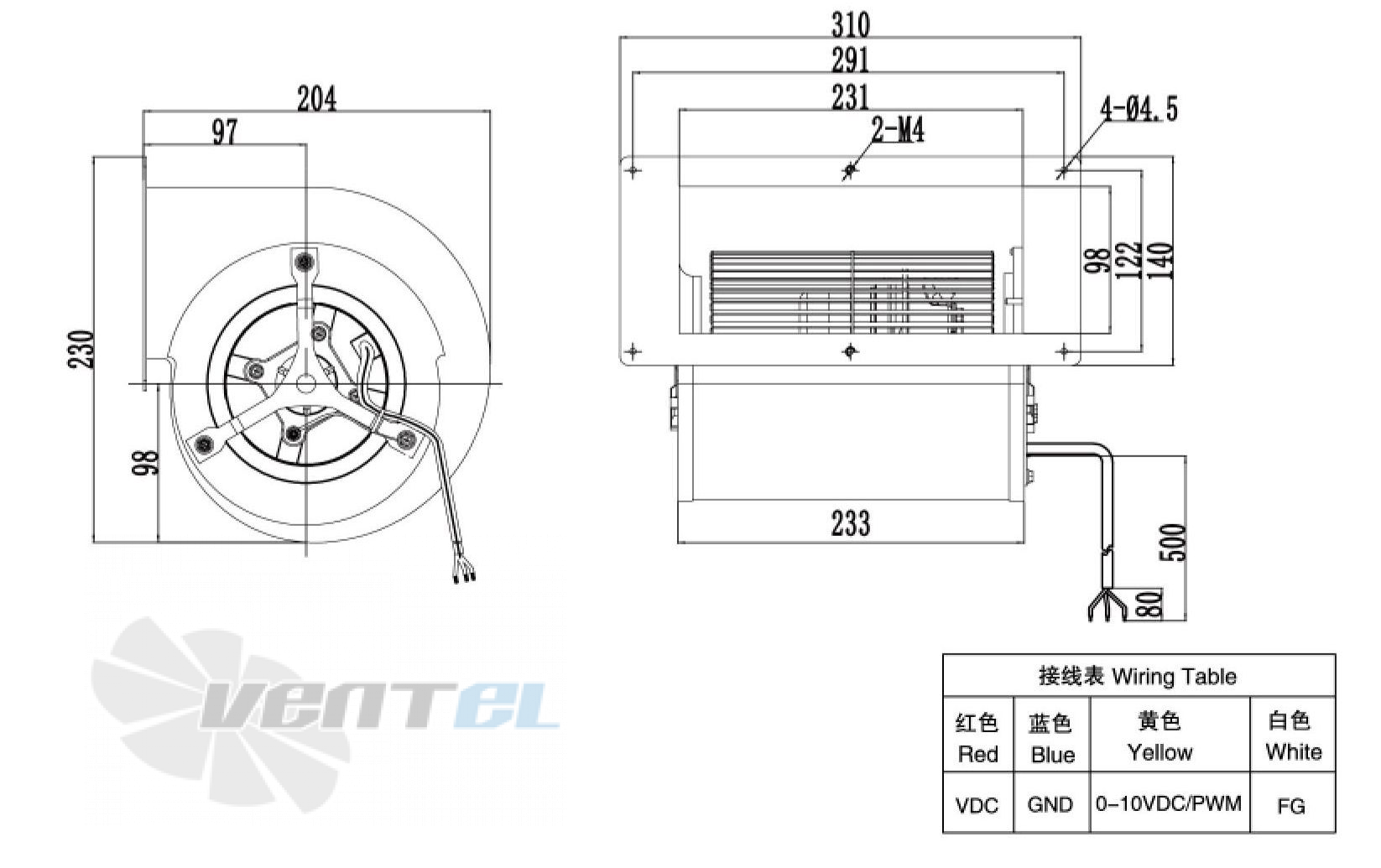 Габаритные размеры Weiguang DC092-25C3G01-FD146-60S1-01 0.105 кВт