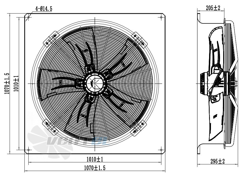 Размеры Weiguang YWF-6D-910-S-180/120-B1