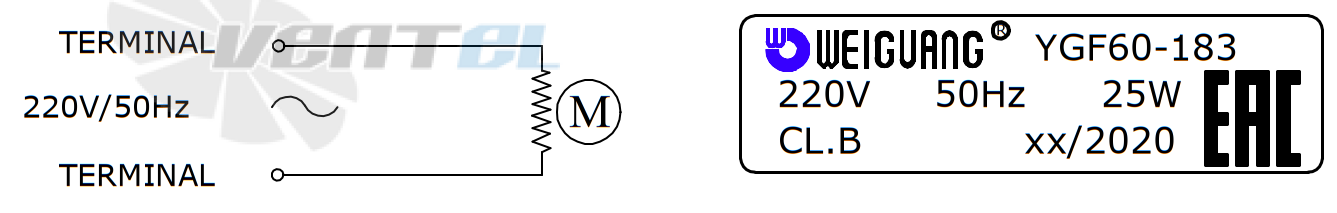 Шильдик и схема электрического подключения