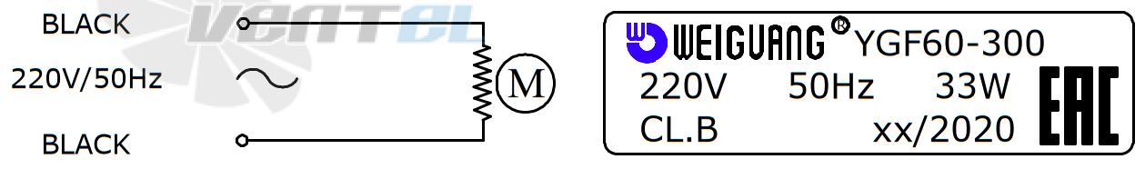 Шильдик и схема электрического подключения Weiguang YGF60-300-R