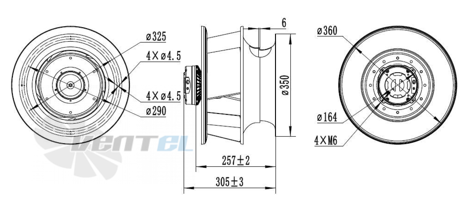 Присоединительные размеры Weiguang EC102-50E3G01-B315-100A2-01
