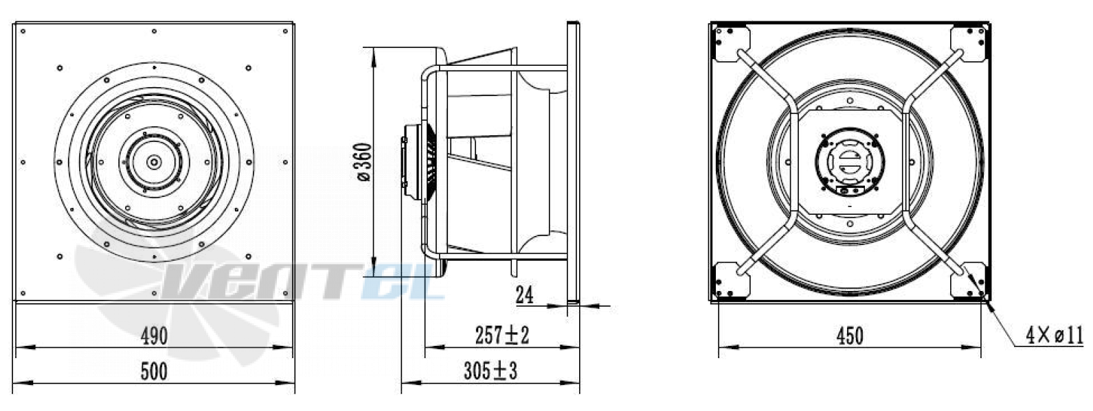 Присоединительные размеры Weiguang EC102-50E3G01-B315-100A2-01-Z