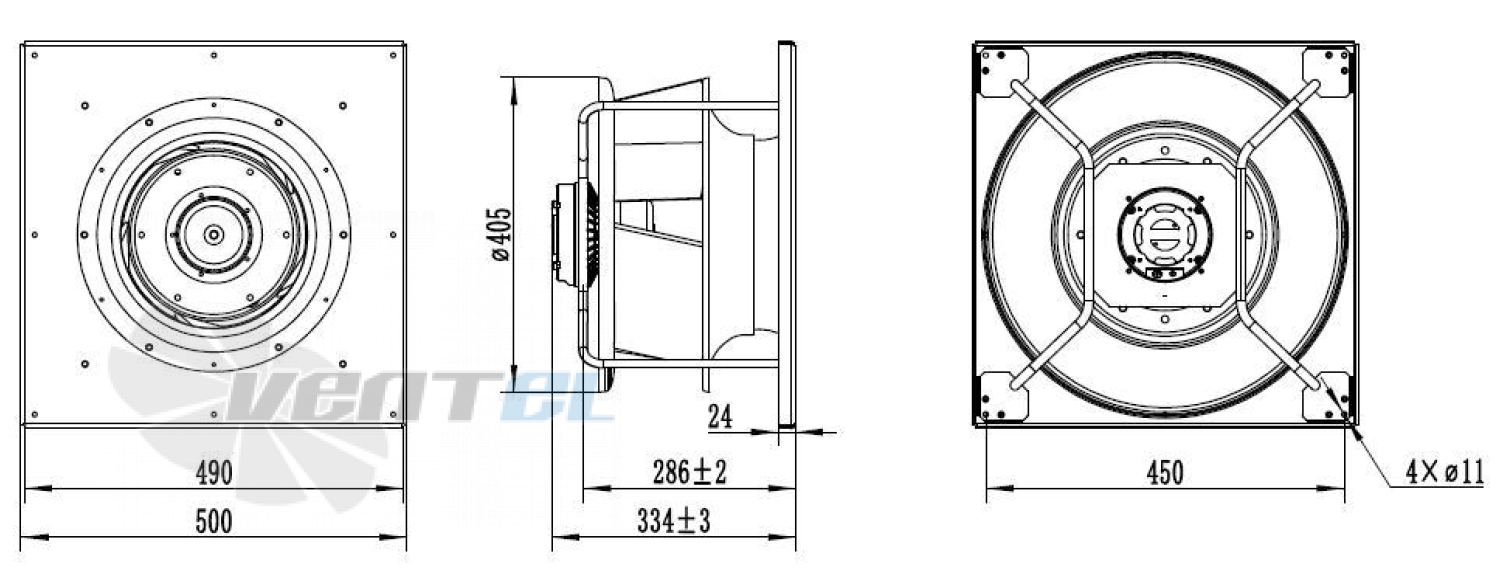 Присоединительные размеры Weiguang EC102-50E3G01-B355-110A2-01-Z