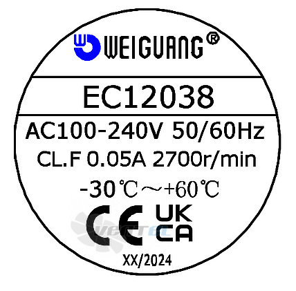 Шильдик Weiguang EC12038 120x120x38