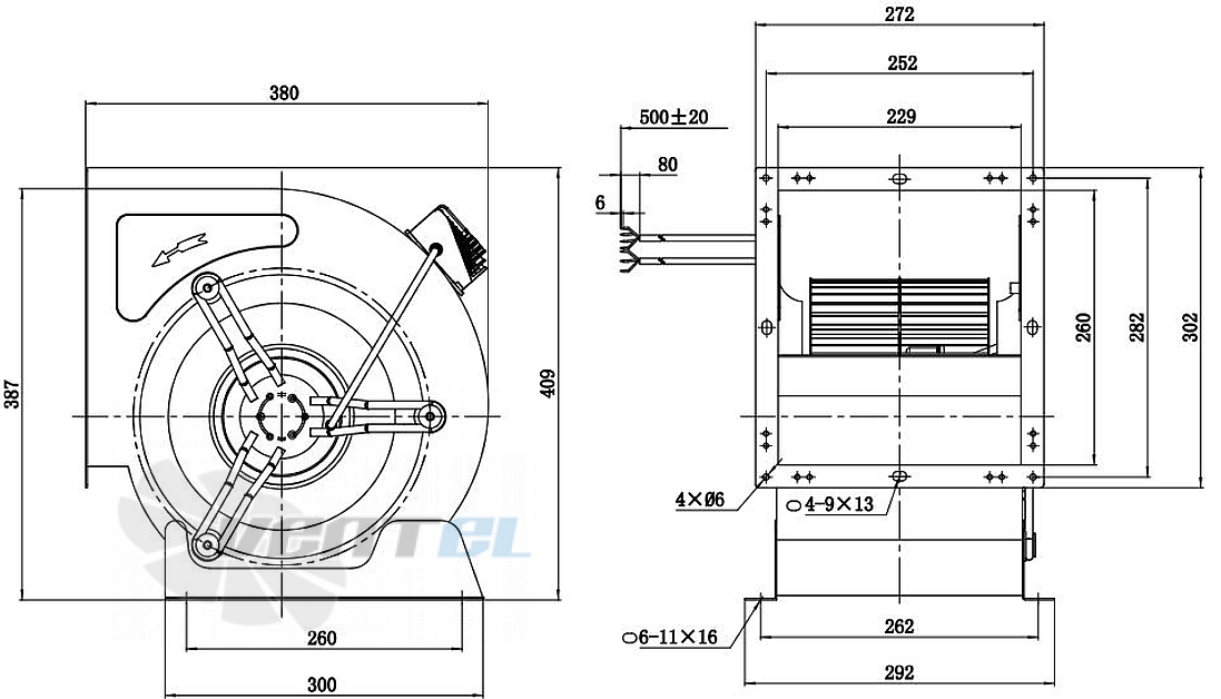 Габаритные размеры Weiguang EC130-18E3G01-FD9-7S1-01