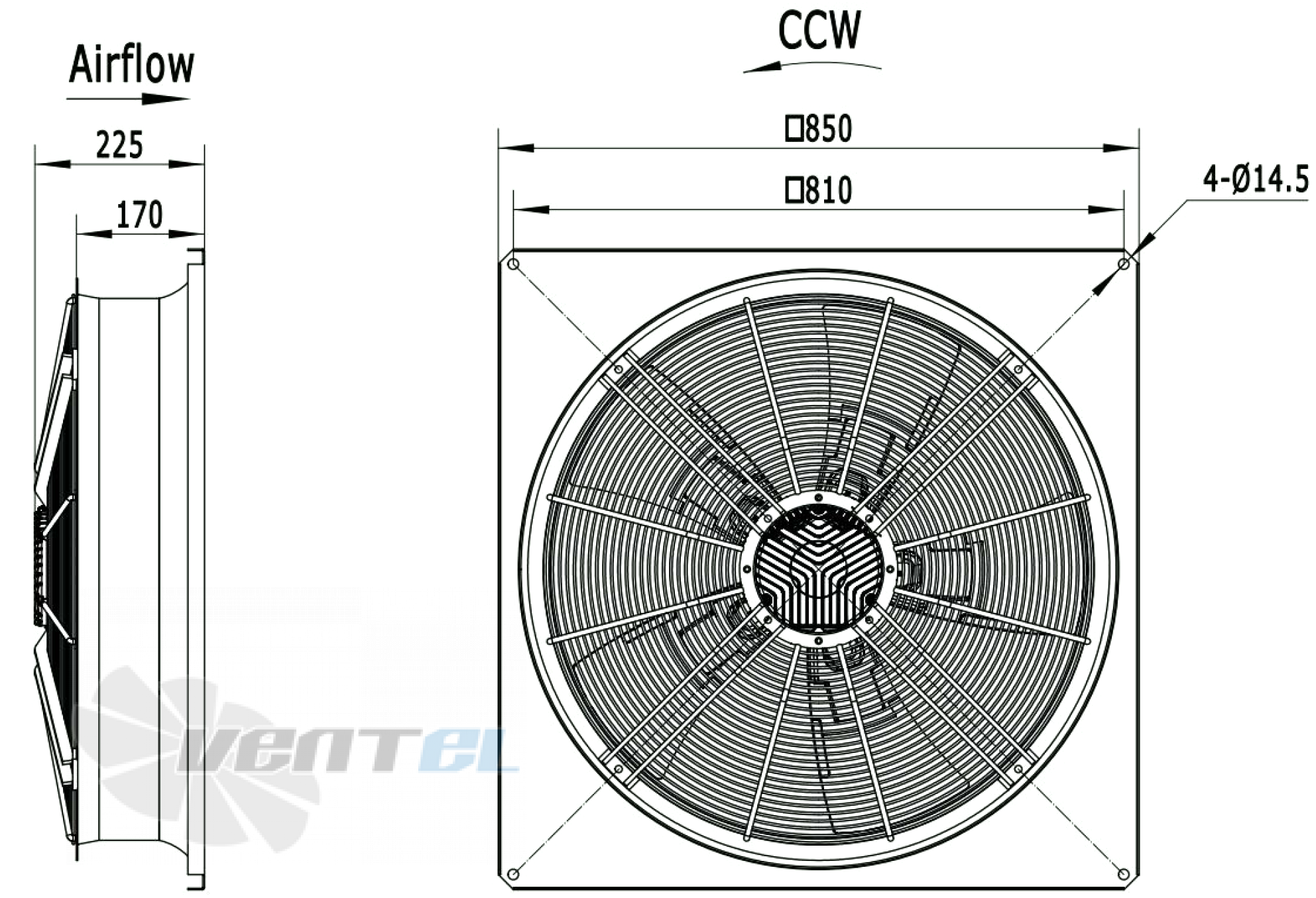 Габаритные размеры Weiguang EC137/60D3G01-AB710/92P1-01-B1