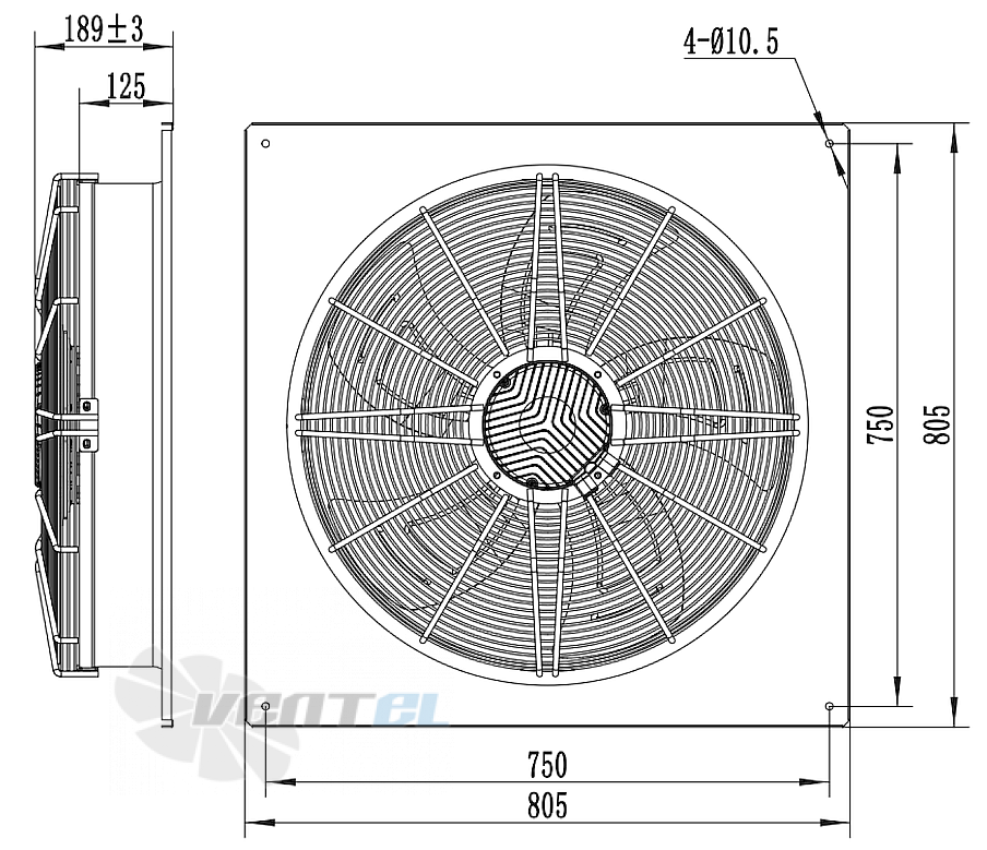 Габаритные размеры Weiguang EC137/60E3G01-AS630-90S1-01-B1