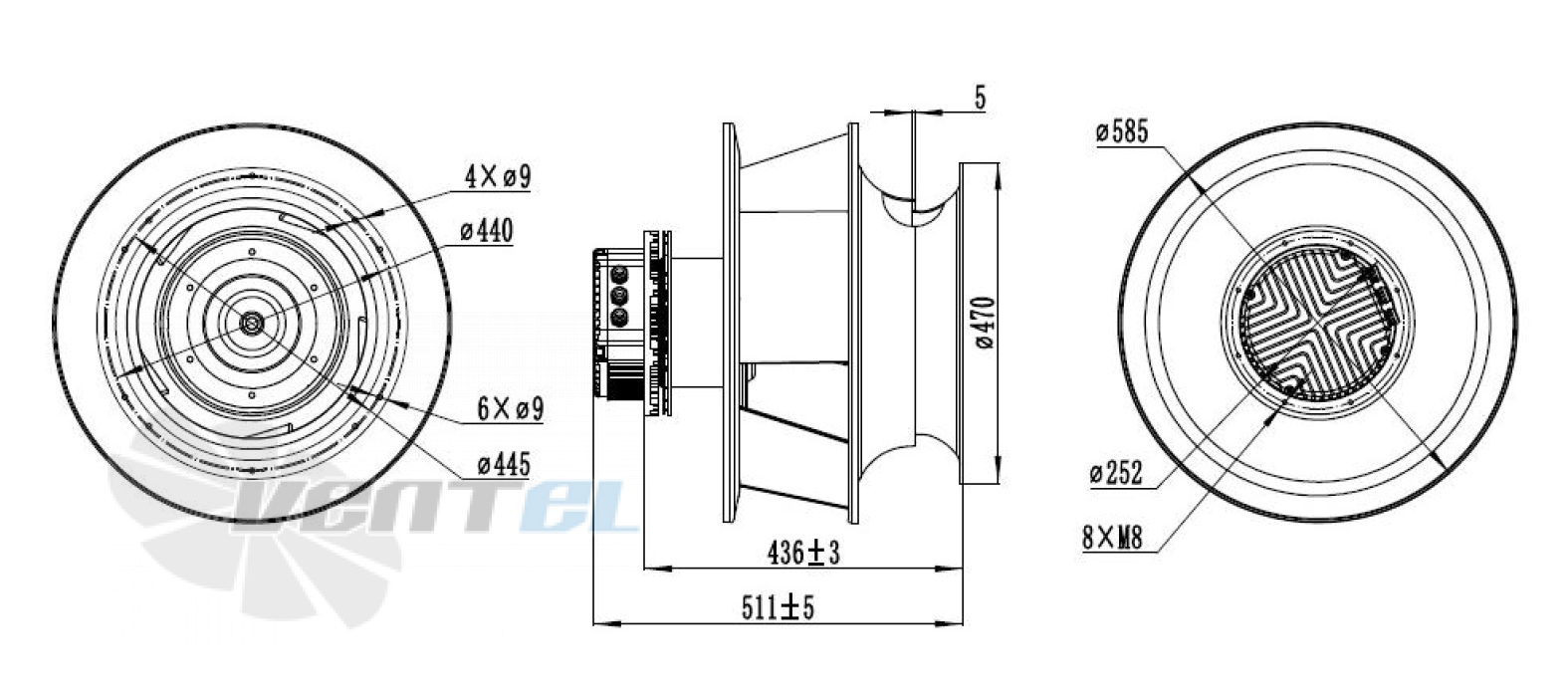 Присоединительные размеры Weiguang EC180-55D3G01-B500-175A2-01