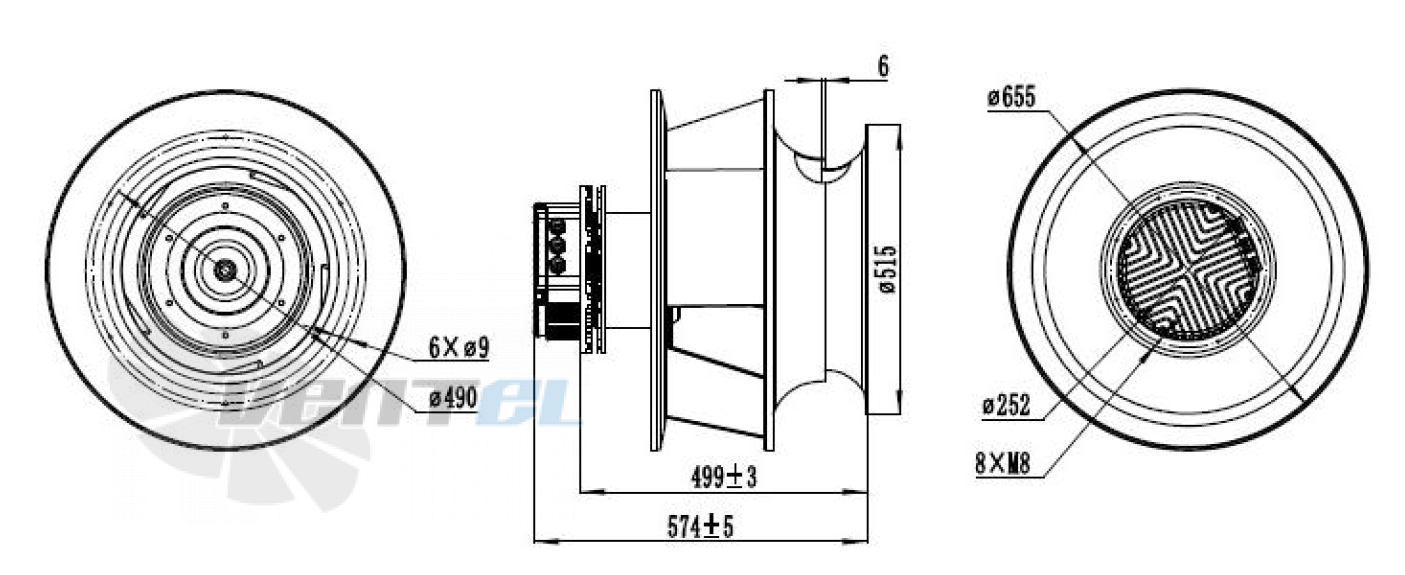 Присоединительные размеры Weiguang EC180-85D3G01-B560-190A2-01