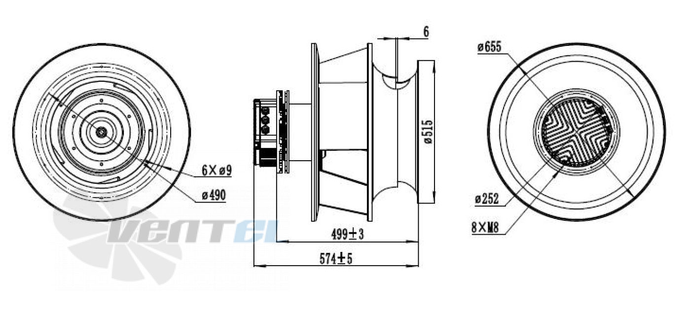 Присоединительные размеры Weiguang EC180-85D3G01-B560-190A2-02
