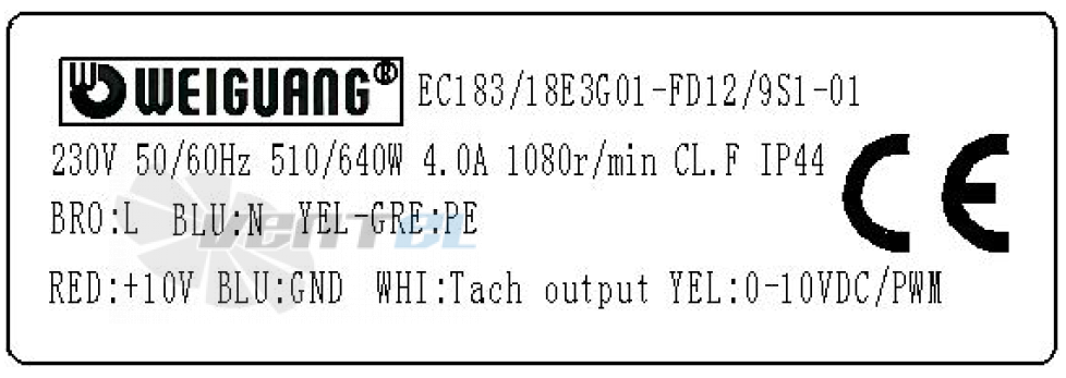 Шильдик Weiguang EC183-18E3G01-FD12-9S1-01