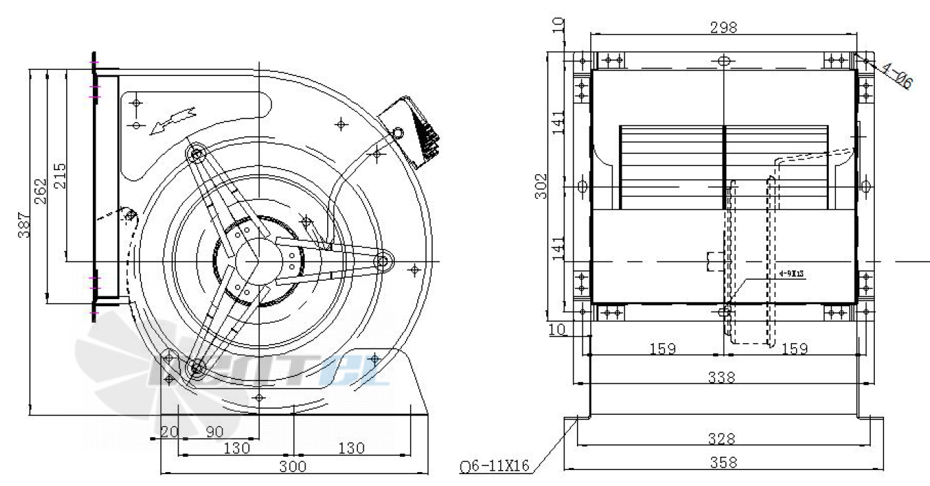 Габаритные размеры Weiguang EC183-18E3G01-FD9-9S1-01