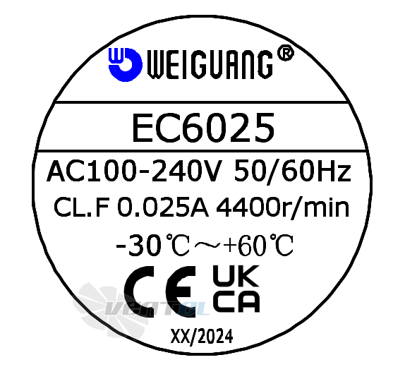 Шильдик Weiguang EC6025 60x60x25