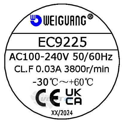 Шильдик Weiguang EC9225 92x92x25