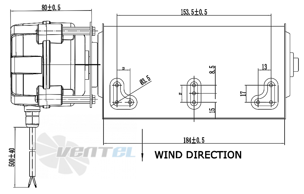 Чертеж и габаритные размеры Weiguang ECM7108AAA2IA011 60.183