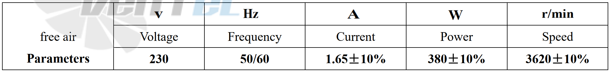 Характеристики Weiguang EC102-35E3G01-B250-50A1-01-Z