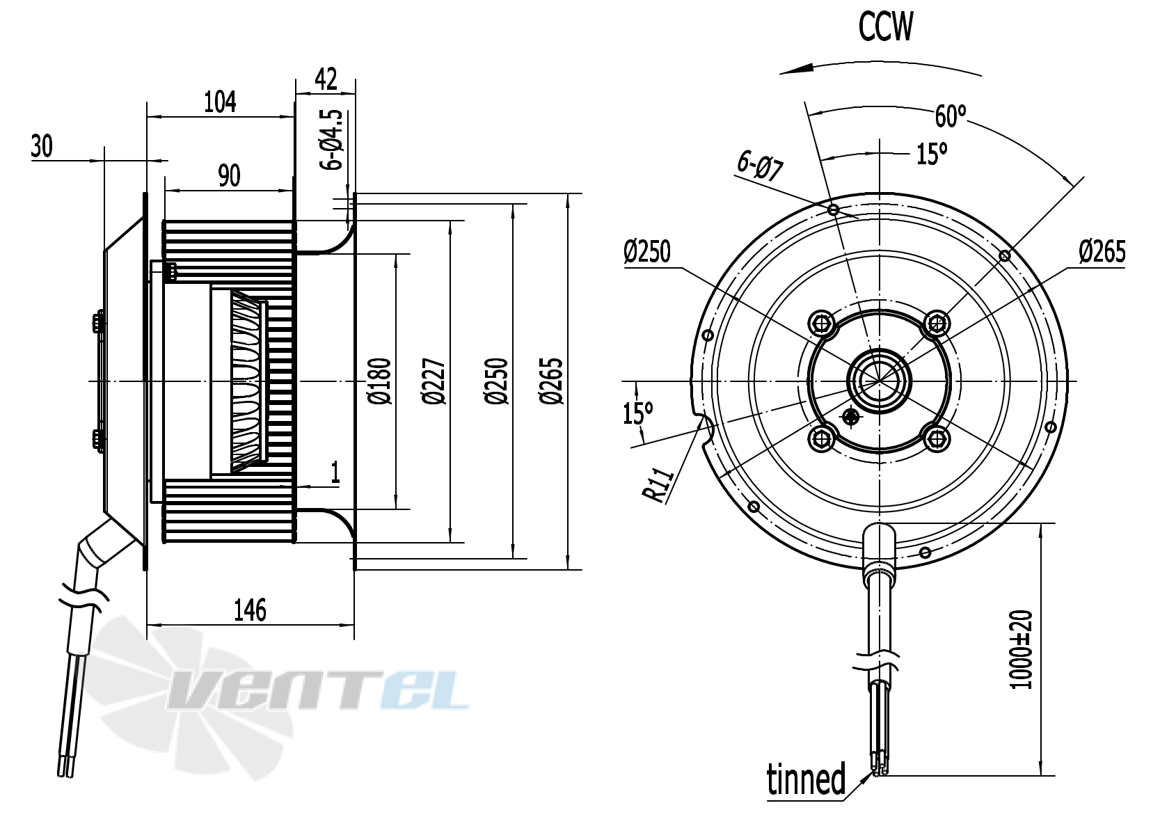 Присоединительные размеры Weiguang LXFF4D225-90-M137-35-AB02