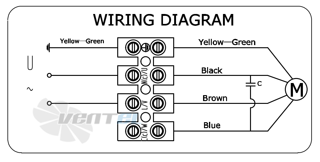 Схема электрического присоединения Weiguang YWF6E-420S-102/47-G