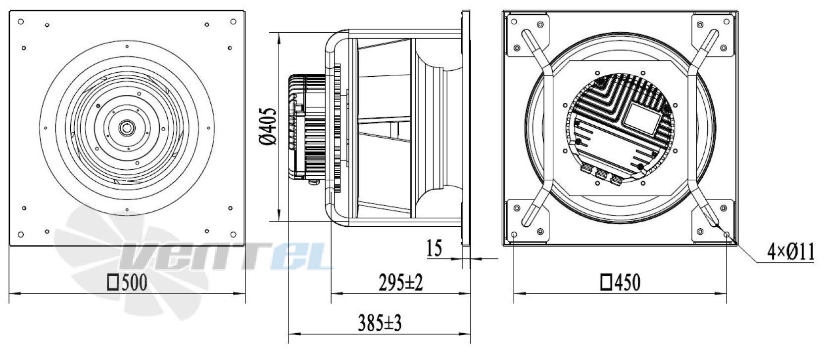 Присоединительные размеры Weiguang EC137/80D3G83-B355/110A2-22-Z