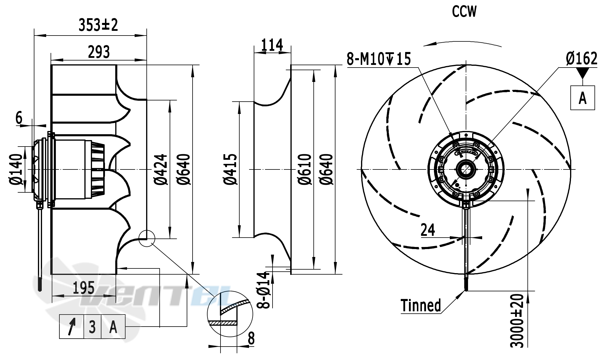 Присоединительные размеры Weiguang LXFB6D630/195-M180/105-AB01