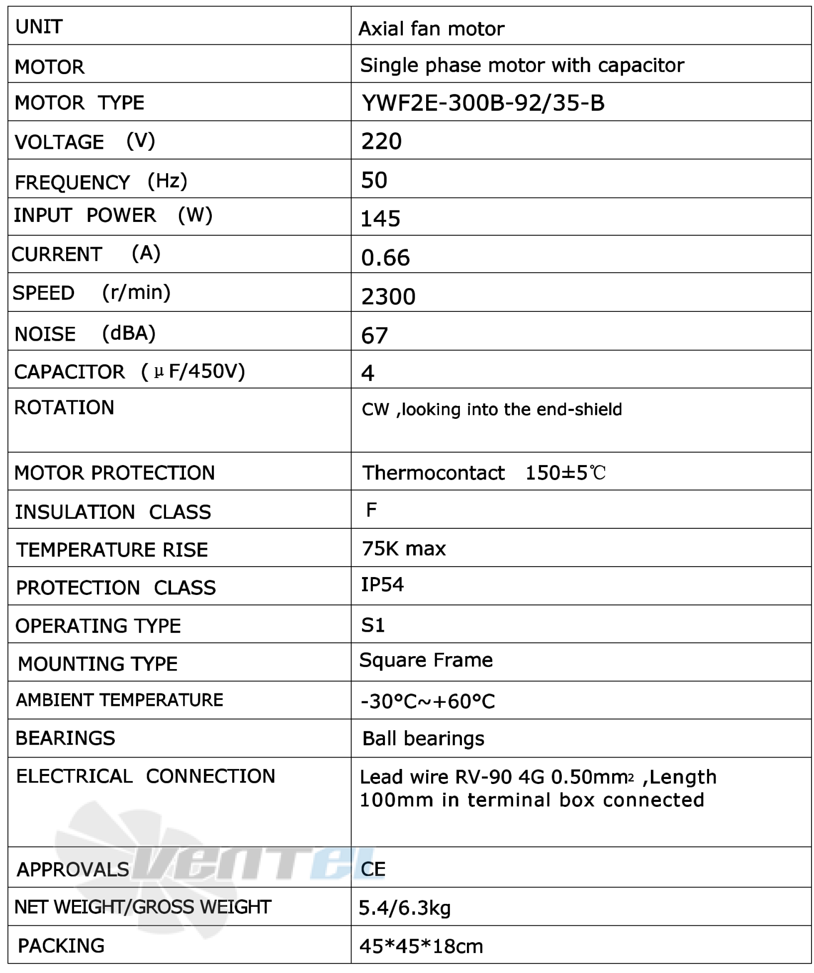 Рабочие характеристики Weiguang YWF2E-300-B-92/35-B Рабочие характеристики Weiguang YWF2E-300-B-92/35-B