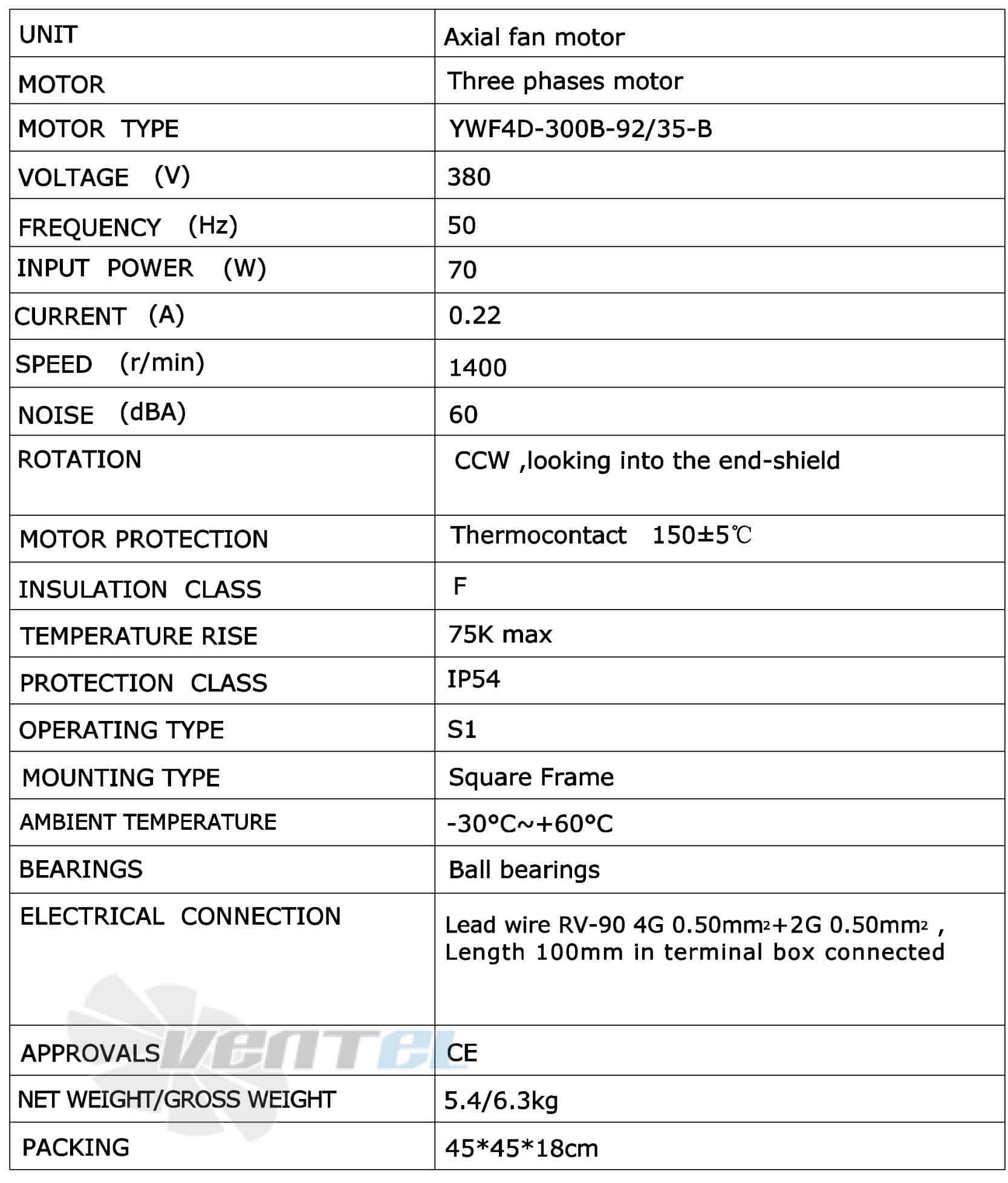 Рабочие характеристики Weiguang YWF4D-300-B-92/35-B Рабочие характеристики Weiguang YWF4D-300-B-92/35-B