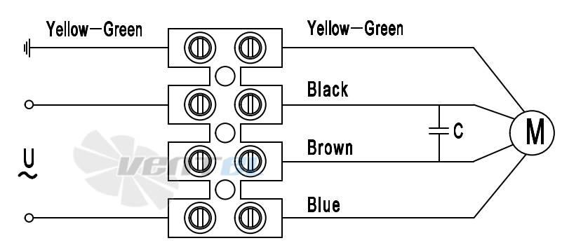 Схема электрического присоединения Weiguang YWF