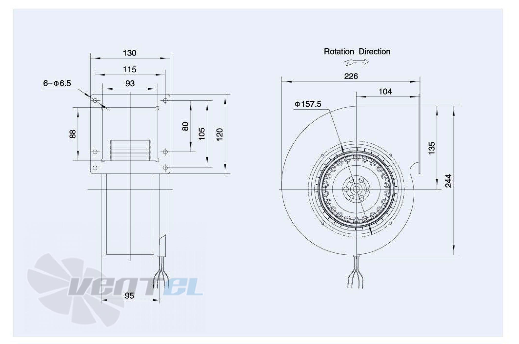 Габаритные размерыWeiguang LXFFG2E140-59-M92-35 0.168 кВт