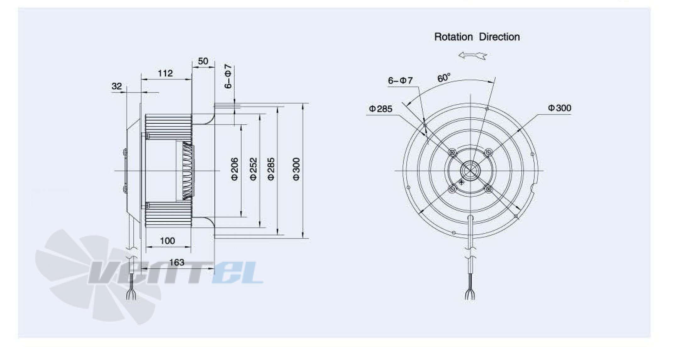 Габаритные размеры Weiguang LXFF4E250-100-M137-70 0.98 кВт