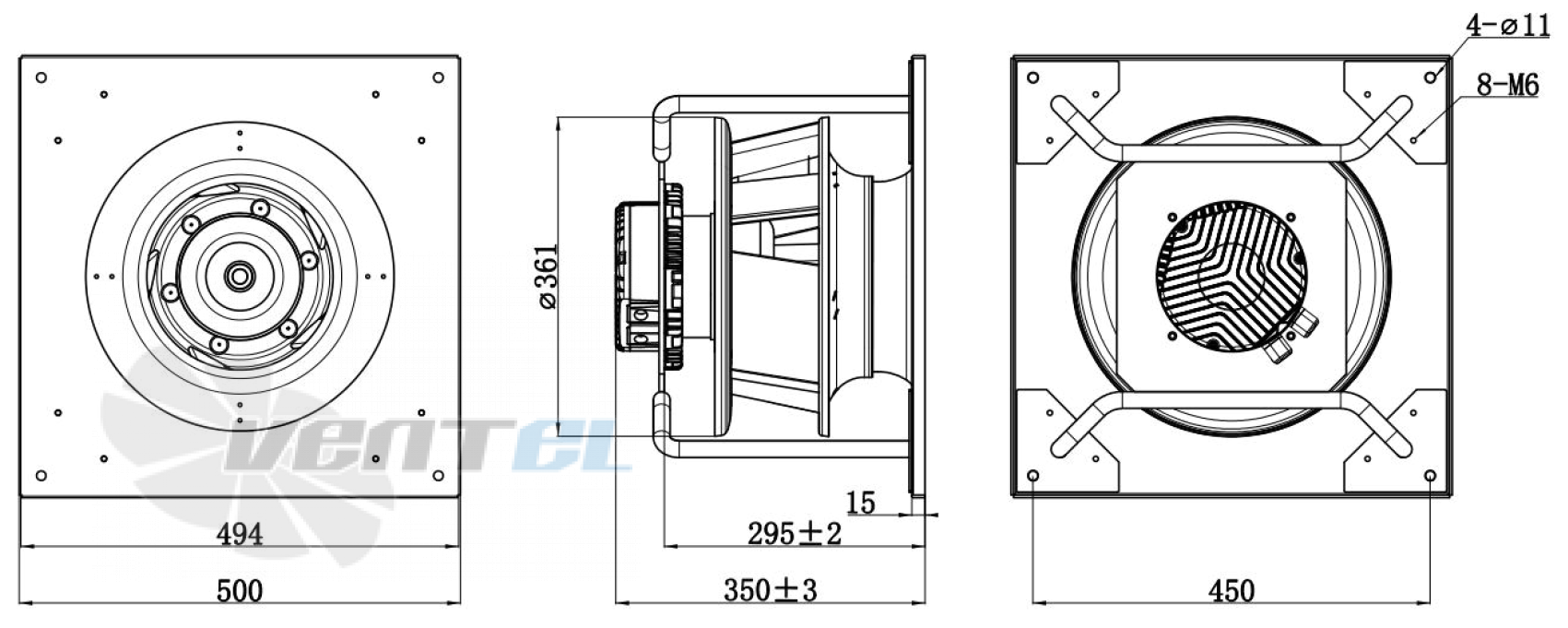 Присоединительные размеры Weiguang EC137-60D3G01-B315-100A2-01-Z