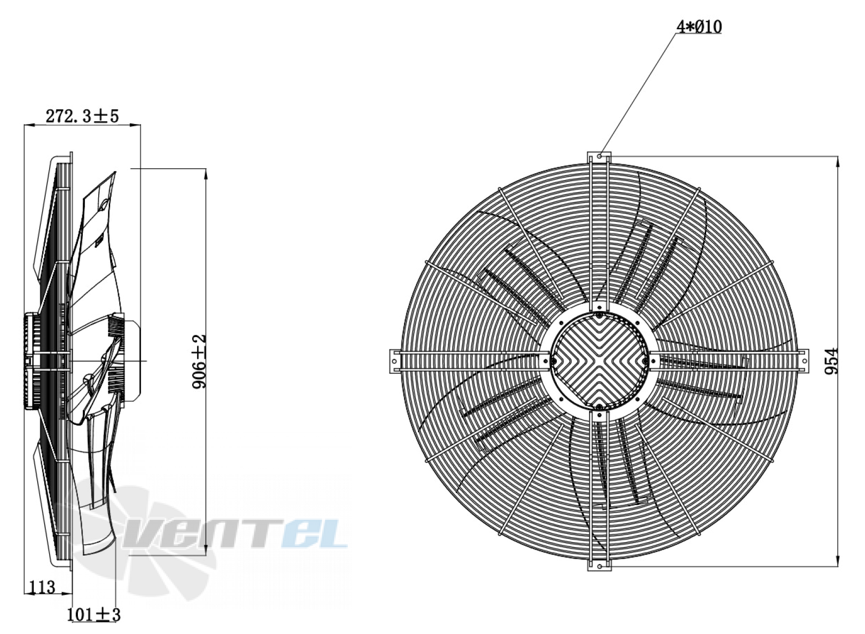 Габаритные размеры Weiguang EC180-120D3G01-AS910-75P1-01-G
