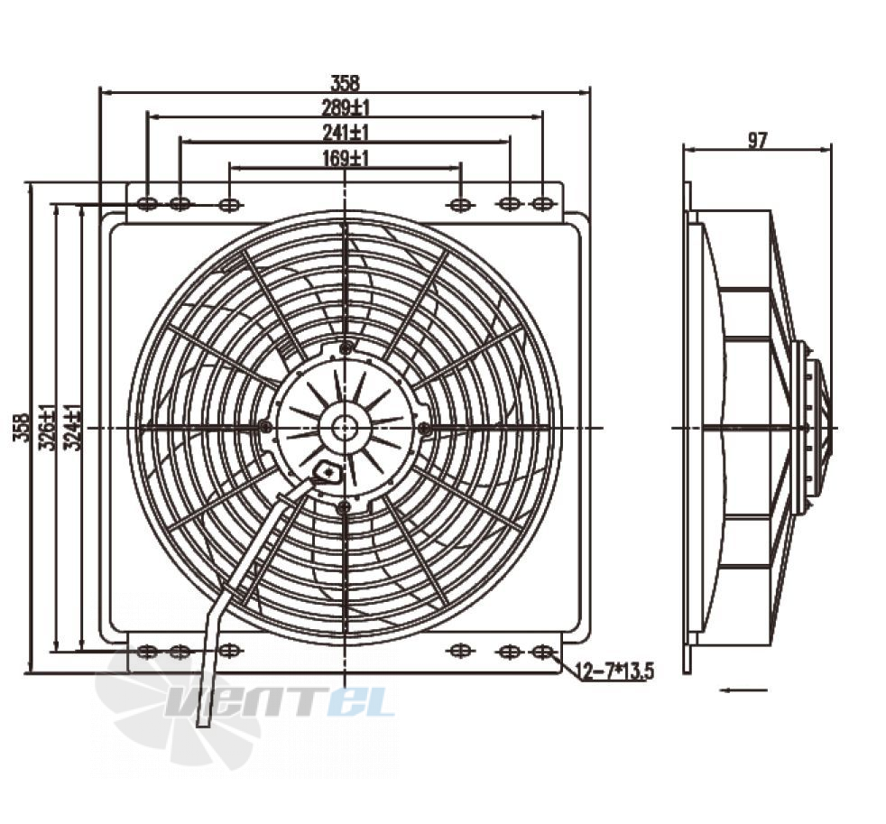 Чертеж и габаритные размеры Linrui LNF1355C-WD