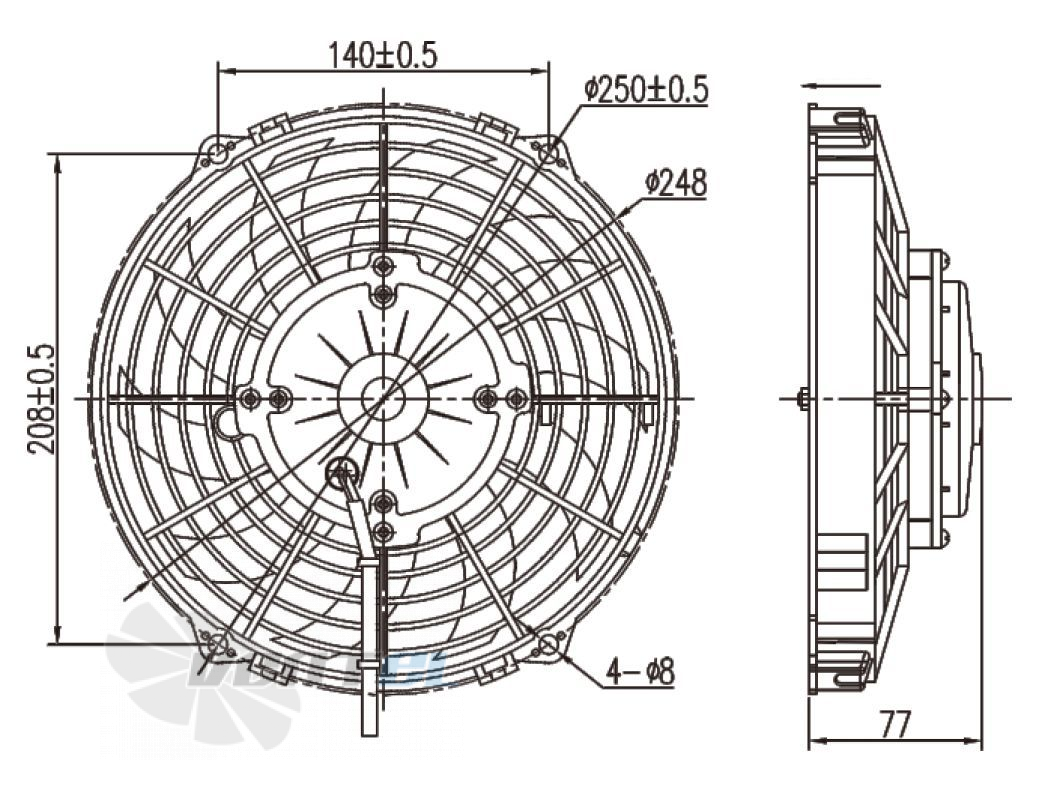 Чертеж и габаритные размеры Linrui LNF2209C