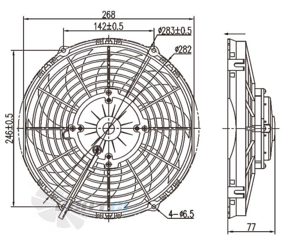 Чертеж и габаритные размеры Linrui LNF2210C