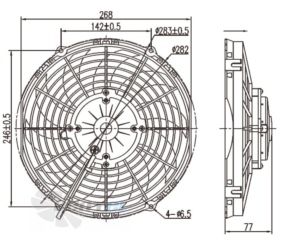 Чертеж и габаритные размеры Linrui LNF2210X