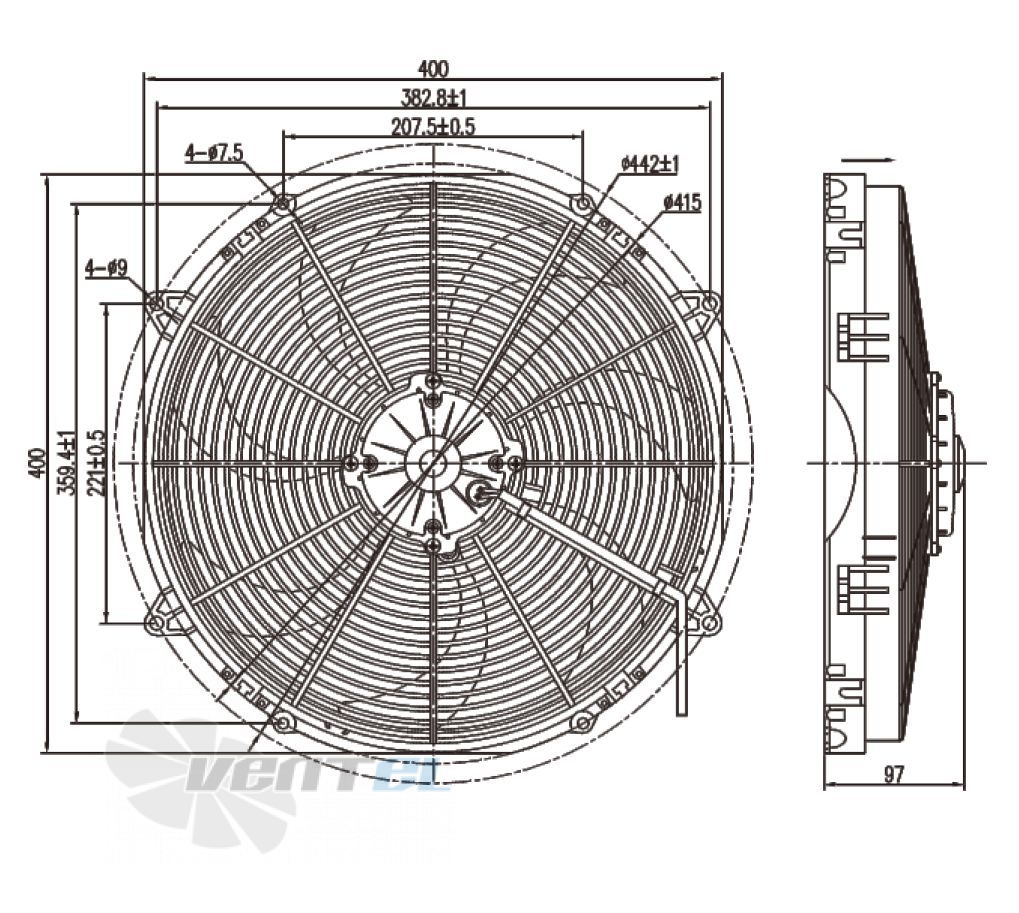 Чертеж и габаритные размеры Linrui LNF2400X