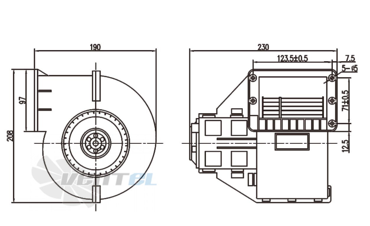 Чертеж и габаритные размеры Linrui ZHF245