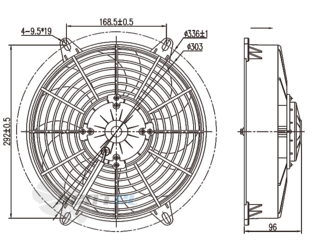 Чертеж и габаритные размеры Linrui LNF254AWX