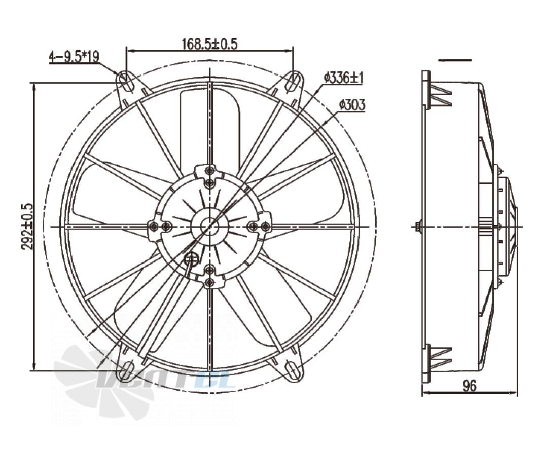 Чертеж и габаритные размеры Linrui LNF254C
